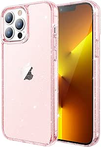 JETech Glitzer Hülle für iPhone 13 Pro 6,1 Zoll, Bling Glitter Stoßfest Handyhülle, Niedliche Glitzernde Schutzhülle für Frauen und Mädchen (Rosa)