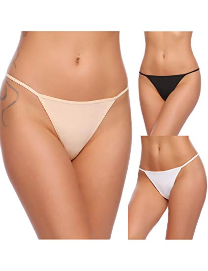 Ekouaer Soft Breathable Thong Brief Panties Cotton Underwear for Women 3 Pack