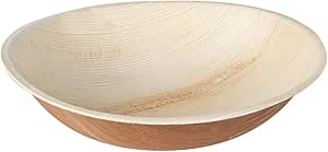 Restaurantware Indo 96 Ounce Round Palm Bowls 100 Microwavable Palm Leaf Dinner Bowls - Freezable Sustainable Palm Areca Palm Leaf Bowls Oven-Ready For Hot & Cold Foods