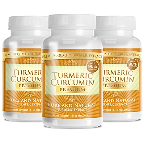 Turmeric Premium - 100% Pure Turmeric Extract with 95% Curcumin - Vegan with Bioperine (Piperine) - 1000mg - 100% Money Back Guarantee - 180 Capsules - 3 Months Supply