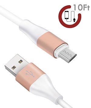 Zeuste Micro USB Cable (10ft/3M) High Speed Data Transfer Sync Charger Cord Extra Long Charging Cable for Samsung, Nexus, LG, Motorola, Android Smartphones and More