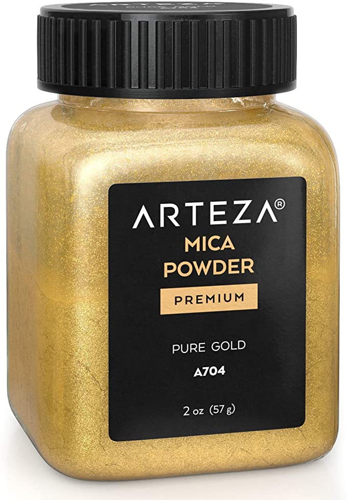 Arteza Mica Powder for Epoxy Resin, Pure Gold A704, 2 oz Bottle, for Soap Making, Nail Polish, Bath Bombs, Candle & Slime Making