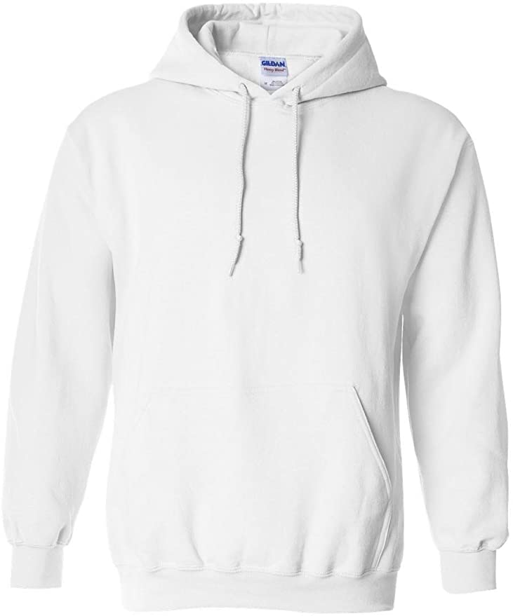 Hooded Pullover Sweat Shirt Heavy Blend 50/50 7.75 oz. by Gildan (Style# 18500) (X-Large, White)