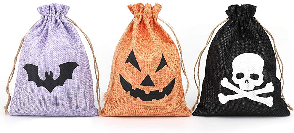 SumDirect 6x8inches Mixed Colors Large Burlap Gift Favor Bags with Jute Drawstrings Candy Pouches Halloween Treat Bags -15pcs (Assorted Colors, 6x8inches)