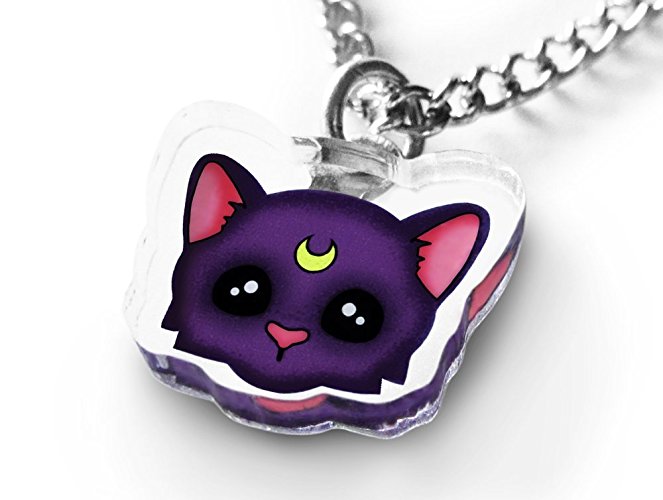 Tiny Luna Cat Necklace - Fairy Kei, Soft Grunge, Aesthetic, Anime Animals, Usagi, Magical Girl Gang