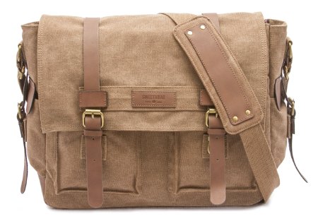 Sweetbriar Classic Laptop Messenger Bag, Brown - Canvas Pack Designed to Protect Laptops up to 15.6 Inches
