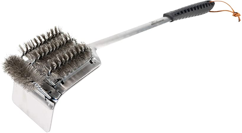 BBQ Dragon Brush 'n Rake Grill Brush Cleaner Accessory - Coal Rake Tools and Grill Scraper, Cleaning Stainless Steel & Cast Iron Barbecues, Weber, Metal Bristles