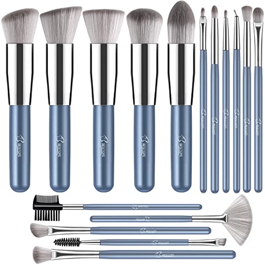 BESTOPE Makeup Brushes 16 PCs Makeup Brush Set Premium Synthetic Foundation Brush Blending Face Powder Blush Concealers Eye Shadows Make Up Brushes Kit (Blue)