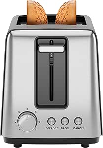 Chefman 2 Slice Toaster, 7 Shade Settings, Small Toaster 2 Slice with Removable Crumb Tray, Thick Bread Toaster and Bagel Toaster, Defrost, Cancel, Perfect for Toaster Pastries – Black