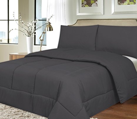 Sweet Home Collection Down Alternative Polyester Comforter Box Stitch Microfiber Bedding - Queen, Gray