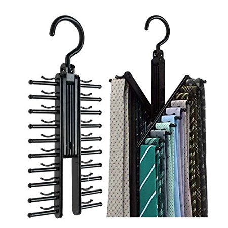 2 PCS Cross X Hangers, Color Scissor Non-slip Cross X Neck Tie Racks Organizer Holder With 360 Degree Rotated Hooks
