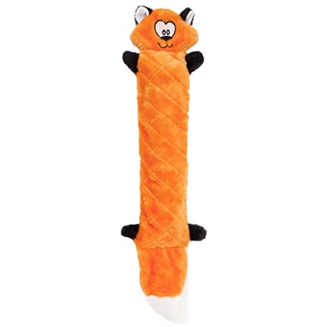 ZippyPaws Jigglerz Tough No Stuffing Squeaky Plush Dog Toy with Crinkle Head and Tail