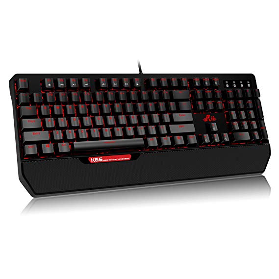 ( 🔘 Real Mechanical Gaming Keyboard 🔘) Rii K66 USB Wired Anti-ghosting Mechanical Gaming Keyboard with Backlit LED for PC, Windows and MacOS