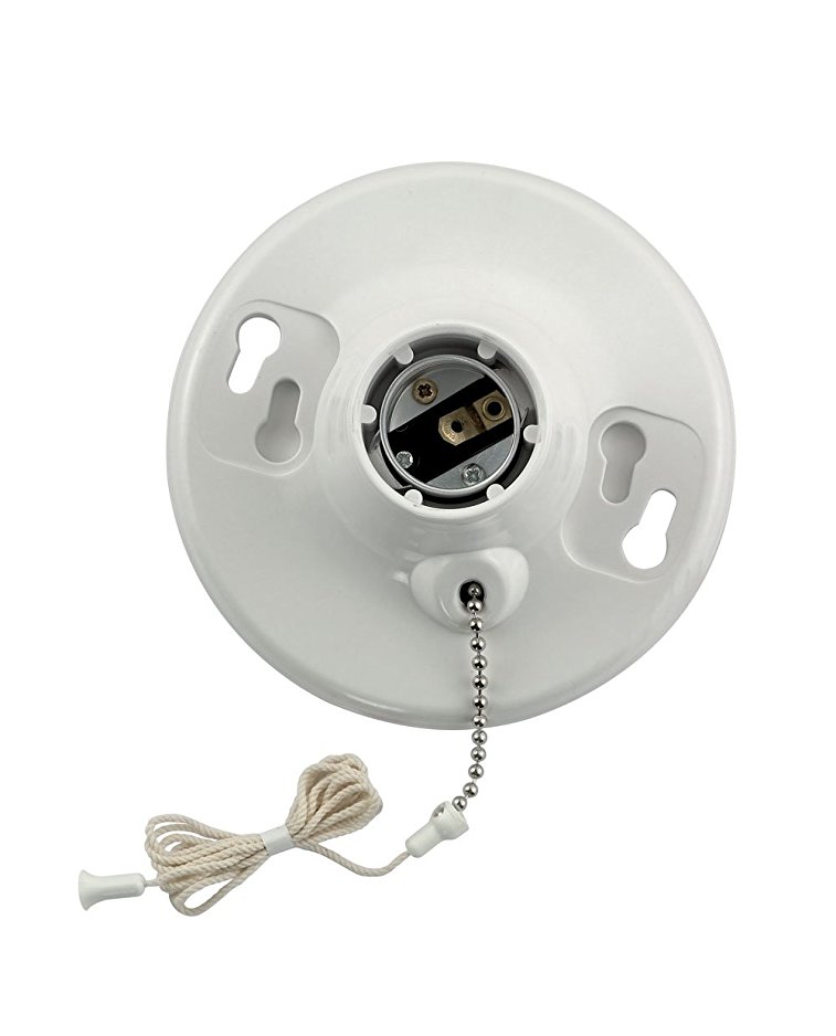 Leviton 8827-CW1 One-Piece Urea Outlet Box Mount, Incandescent Lampholder, Pull Chain, White