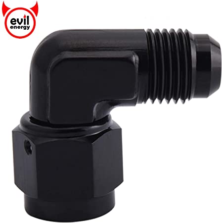 EVIL ENERGY 10AN Female to 10AN Male Flare 90 Degree Swivel Hose Fitting Adapter Aluminium Anodized Black