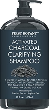 Activated Charcoal Shampoo 16 fl. oz - Sulfate Free - Volumizing & Moisturizing, Gentle on Curly & Color Treated Hair, for Men & Women. Infused with Keratin.