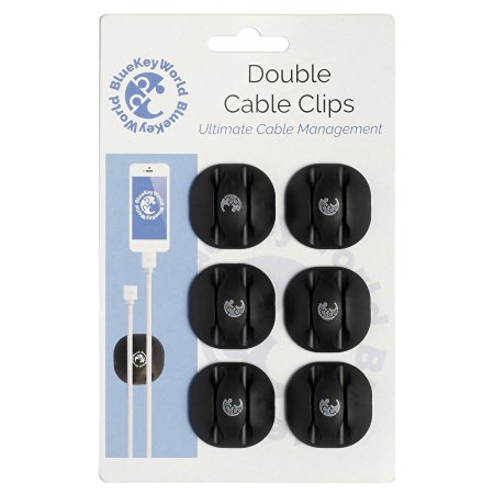 Cable Management, Cord Organizer and Cord Management System from Blue Key World - Looking for a Gift? Great For You, Your Family and Friends - Cable Holder For All Wires,, 6 Pcs, Black