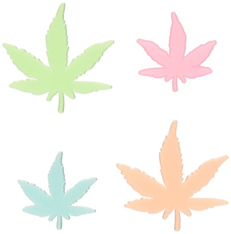 Vibe Glow in the Dark Multicolor Marijuana Weed Pot Leafs, 24 Piece