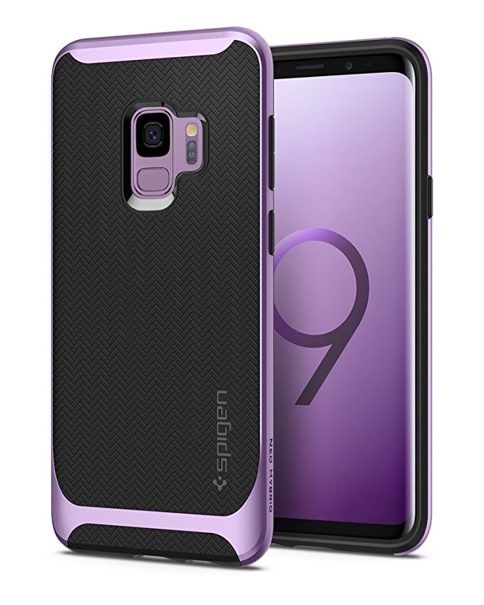 Spigen Neo Hybrid Galaxy S9 Case with Flexible Herringbone Pattern Protection and Reinforced Hard Bumper Frame for Samsung Galaxy S9 (2018) - Lilac Purple