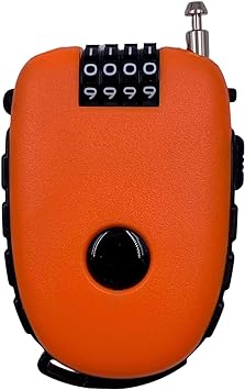 Bosvision Ultra-Secure 4-Digit Combination Lock with 3 Feet Retractable Cable for Bike, Ski, Snowboard and Stroller…Orange