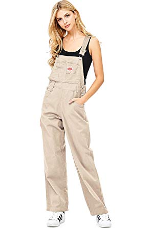 Revolt Women's Juniors Baggy Straight Leg Twill Overalls