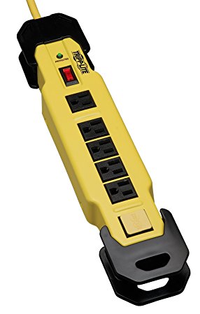 Tripp Lite 6 Outlet Industrial Safety Surge Protector Power Strip, 15ft Wrappable Cord, Metal, & $75K INSURANCE (TLM615SA)