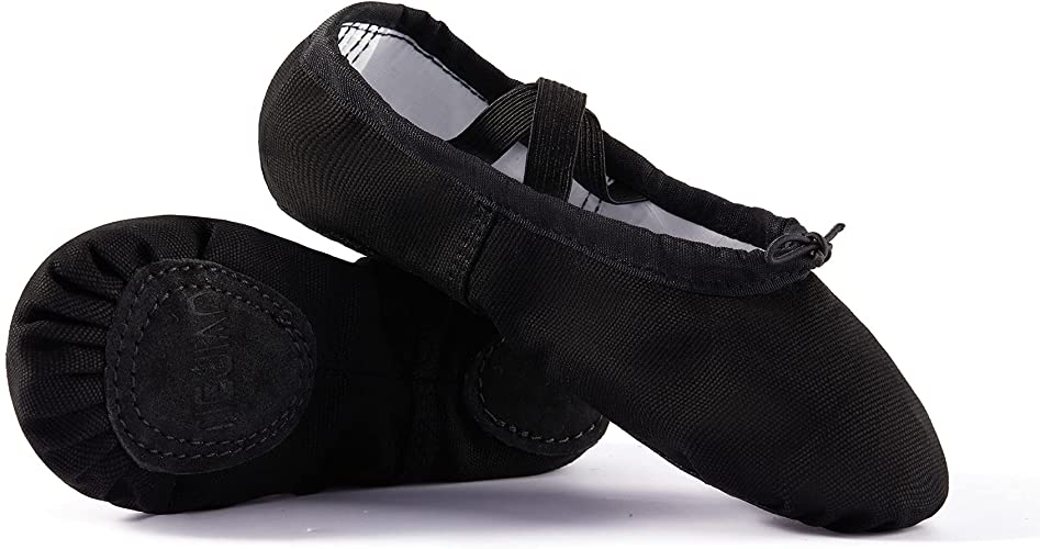 TIEJIAN Ballet Slippers for Girls - Canvas Ballet Shoes Leather Split Sole Dance Shoes (Toddler/Little Kid/Big Kid)