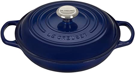 Le Creuset LS2532-2678SS Signature Enameled Cast Iron Braiser, 2.25 qt, Indigo