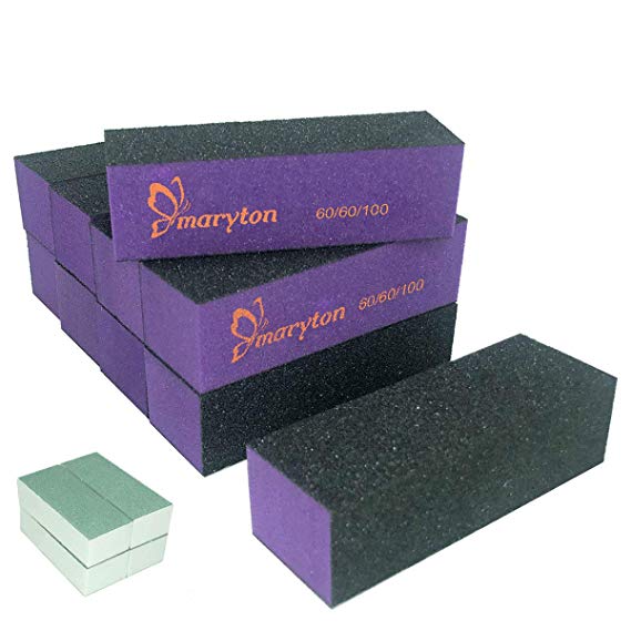 Nail Buffer Sanding Block Polisher Buffing File 60/100 Grit Nail Art Pedicure Manicure Kit 10 PCS (Black Purple)