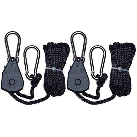 MARS HYDRO 1/8 Inch Hangers Heavy Duty Adjustable Rope Ratchet Hanger Fully Locking