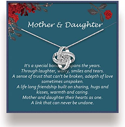 Mother Daughter Necklace - Sterling Silver Mother's Day Gift with Gift Card Box