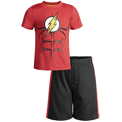 Warner Bros. Batman and Superman Boys' Athletic Performance T-Shirt & Mesh Shorts Set