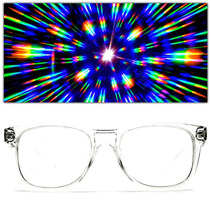 GloFX Ultimate Diffraction Glasses - 3D Prism Effect EDM Rainbow Kaleidoscope Style Rave Sunglasses