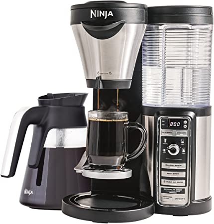 Ninja Coffee Maker for Hot/Iced/Frozen Coffee with 4 Brew Sizes, Programmable Auto-iQ, Milk Frother, 43oz Glass Carafe, and Tumbler (CF080Z)