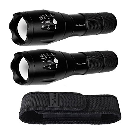 2Pcs Tactical Flashlight With Holster,Tac Light,Zoom Function and 5 Modes