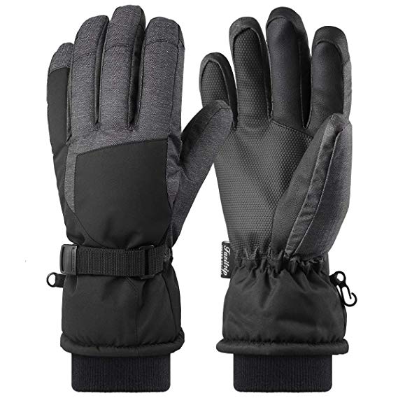 Andake Mens Ski Gloves, 3M Thinsulate Winter Snow Warm Insulated Gloves Windproof Waterproof Gloves for Skiing