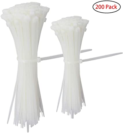 Cable Zip Ties Nylon Heavy Duty Self Locking Wire Ties 12&8 inch 200 pieces white