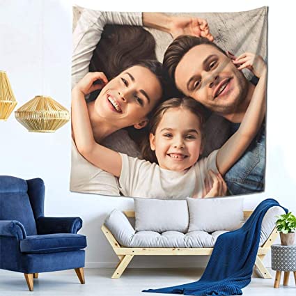Custom gifts Customized Photos Collage Personalized Design tapestry Wall Decoration For Bed Room Living Room seize memories 59*59 1Photo