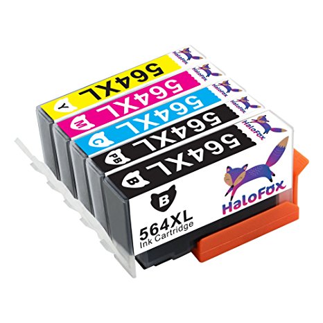 HaloFox 5 Packs Color Ink Cartridges Replacement For 564XL Use With Photosmart 7520 5514 5520 6520 7510 7515 7525 5510 6510 D7560 C6380 C310A Premium C410A Deskjet 3520 Officejet 4620 Printers
