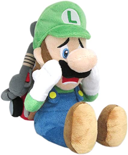 Sanei Super Mario Luigi's Mansion Series 11" Scared Luigi with Strobulb Stuffed Plush