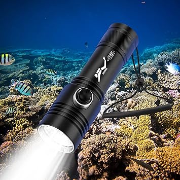 BlueFire Diving Flashlight Professional Scuba Dive Flashlight Waterproof LED Submarine Light Scuba Safety Lights Underwater Torch for Outdoor Under Water Sports