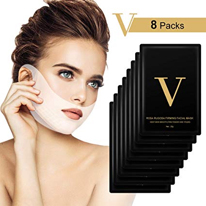 V Face Masks, Hailicare 8Pcs V Line Mask and Double Chin Reducer,V-shape Face Slimming Mask Face Lifting Mask, Facial Anti-Wrinkle Mask