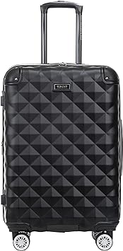 Kenneth Cole REACTION Diamond Tower Collection Lightweight Hardside Expandable 8-Wheel Spinner Travel Luggage, Black, 24-Inch Checked