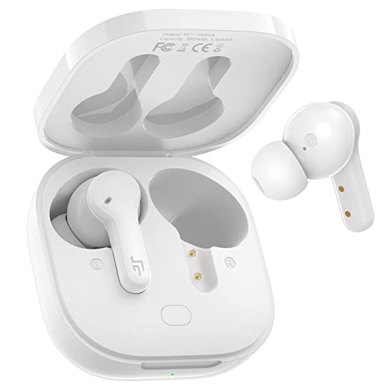 CROSSBEATS Neobuds True Wireless Bluetooth Earbuds with 40Hours Battery, Smart Touch Controls, Dedicated 4 Mics,Mono Stereo Gaming Mode, Type-C Fast Charge, 13mm Bass Drivers (White)