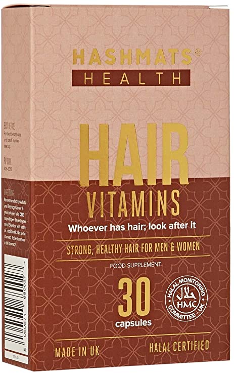 HASHMATS Health Hair Vitamins | Halal Supplement Biotin, Amino Acids & More | 100% Alcohol Free | Gelatin Free