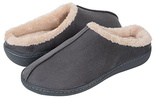 UltraIdeas Men’s Thickening Plush Suede Warm Comfort House Slippers with Non-Slip Sole