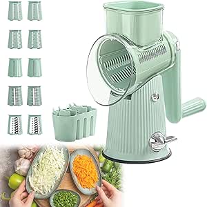 Le D Affaires 5 In 1 Cheese Grater,2025 NEW Le D'Affaires Cheese Grater,Cheese Grater Hand Crank,5 In 1 Rotary Cheese Grater Vegetable Slicer,5 In 1 Rotary Cheese Grater 5 Blades Le D'Affaires (Green)