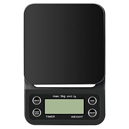 Anpress Digital Coffee Scale with Timer,3000g 0.01oz/ 0.1g,Electric Jewelry Scales Kitchen Scale Food Scale,Multifunctional Pro Scales with Back-Lit LCD Display Hanger Hole (Batteries Included)