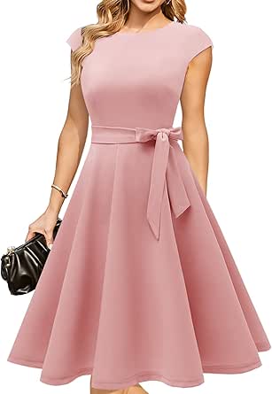 DRESSTELLS Cocktail Dress, Formal Wedding Guest Dresses for Women 2024 Summer Vintage Party Dress Homecoming&Prom