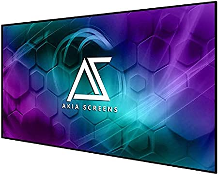 Akia Screens 145 inch Edge Free Fixed Frame Projector Screen 145" Diagonal 16:9 8K 4K Ultra HD 3D Ready CINEWHITE UHD-B Black Projection Screen for Indoor Movie Video Home Theater AK-NB145H